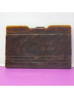 Vintage Rosenfeld Tortoiseshell Brown‎ Accordion Snap Closure MCM Clutch Purse